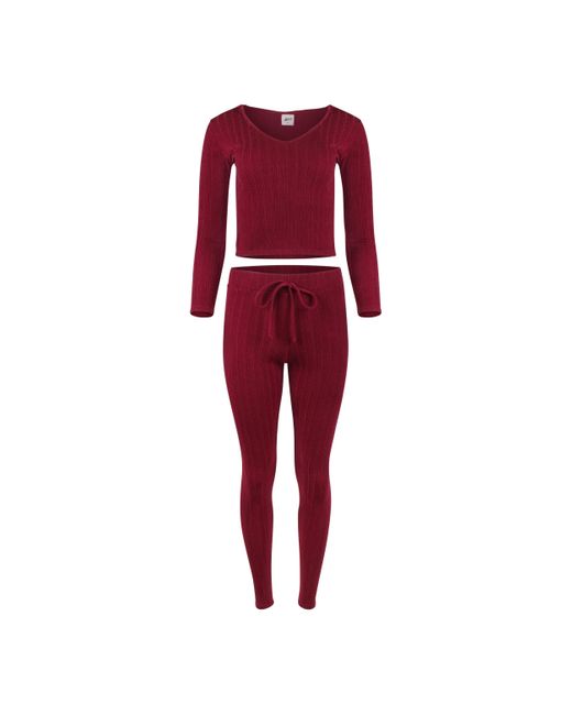 Lezat Red Miranda Cozy Sweater Hoodie & legging Set Burgundy