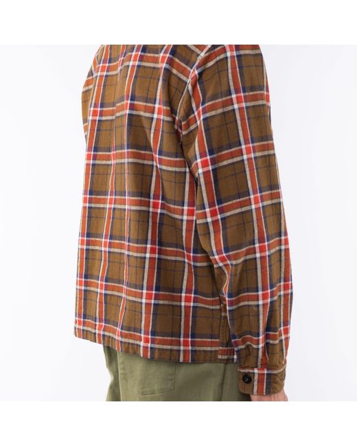 Ariko Brown Bucky Flannel Overshirt for men