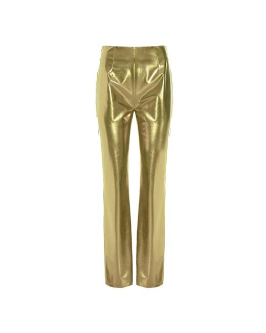 Lora Istanbul Jada Gold Metallic Pants in Green | Lyst