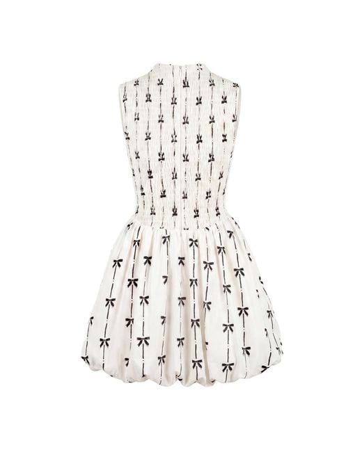 Modenaire White Neutrals Bow Print Mini Dress Sculpted Volume