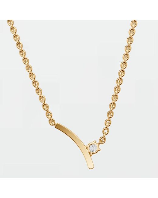 Aya Fine Jewelry Metallic Round Cut Minimalist Curved Lab Diamond Necklace