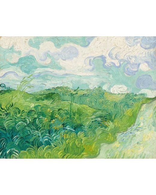 Heartfelt Layers Green Van Gogh Wheat Field Sun Hat – Hand-Painted Straw Impressionist Art