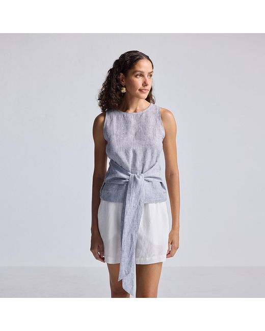 REISTOR Blue Front-Tie Top