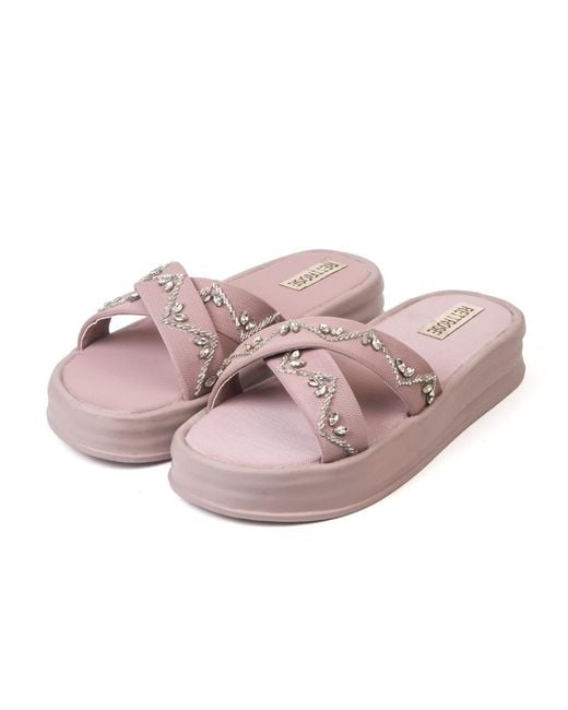 Rettrose Pink The Soraya Luxury Cross Over Embellished Slides