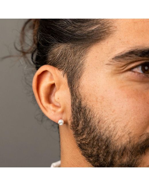 Frenvyrn White Ren Sterling Yarn Stud Earring Single for men