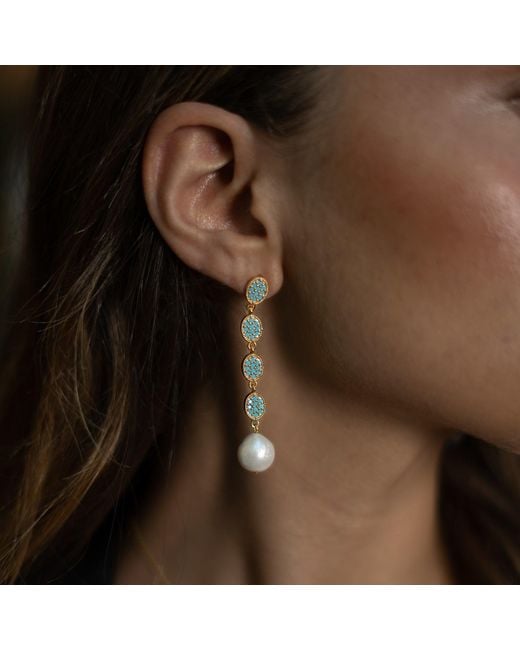 Ebru Jewelry White Harmony Pearl Dangle Earrings