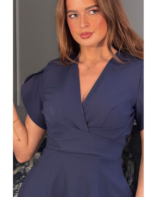 Girl In Mind Blue Bridget Twist Font Split Arm Mini Dress