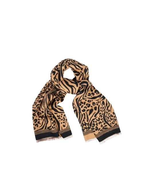 Saachi Metallic Animal Print Reversible Scarf