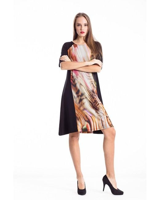 Conquista Orange Animal Print A Line Dress