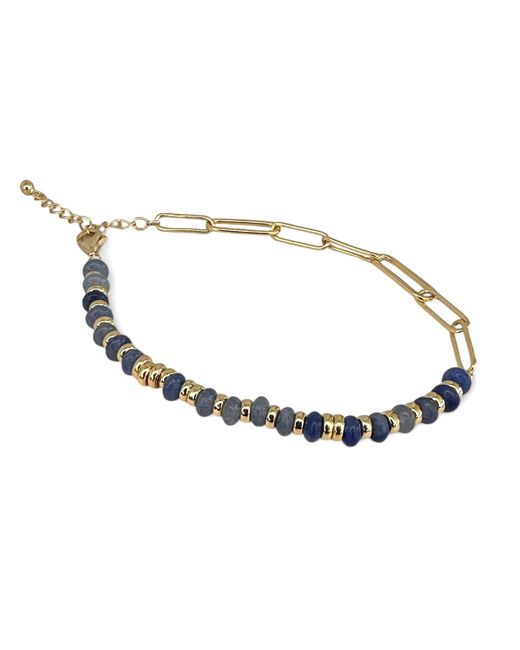 Clemence Wren Metallic Jade Stone Paperclip Bracelet