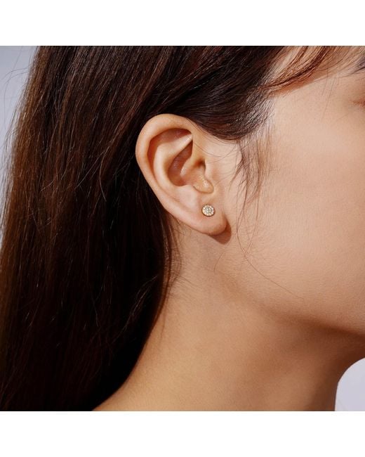 Diamonbliss Metallic Round Shape Pave Dainty Earrings