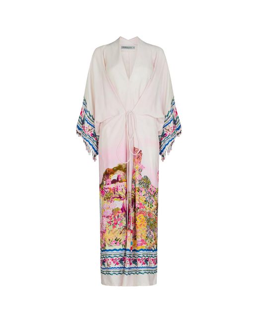 Hope & Ivy White The Libby Kimono-style Sleeve Midi Dress With Tie Waist And Front Split
