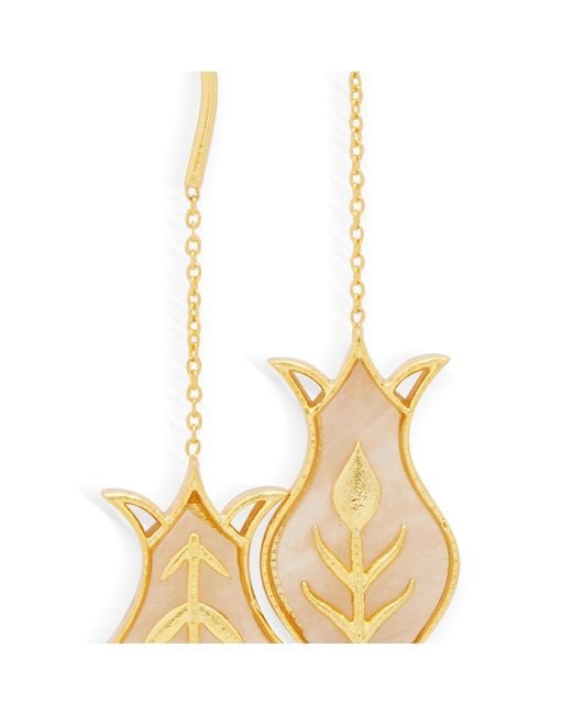 Dhwani Bansal Metallic Hamsa Earrings With Mother Of Pearl