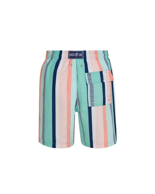 Robert & Son Blue Multistripe Swim Shorts for men