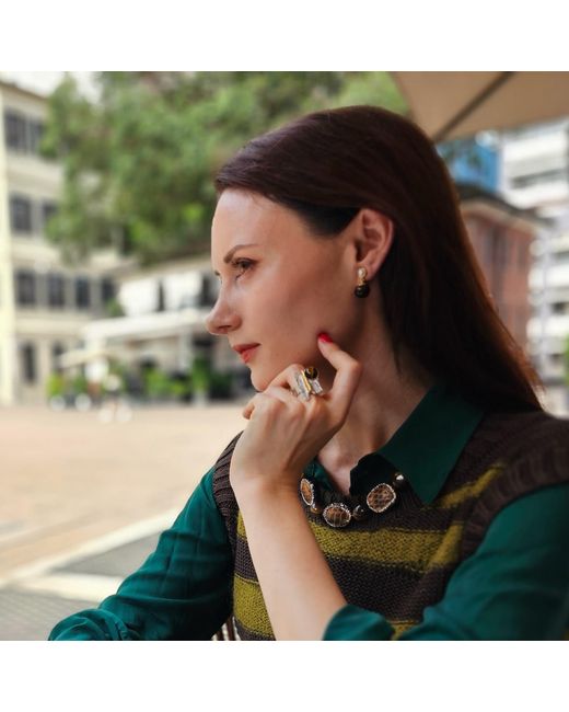 Farra Brown Tiger Eye Stone Statement Ring