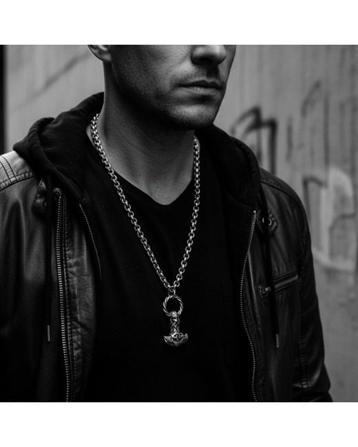 Tg-Jewellery by Tamara Gervasio Metallic Heavy Viking Hammer Necklace – Solid Sterling With Oxidised Finish for men