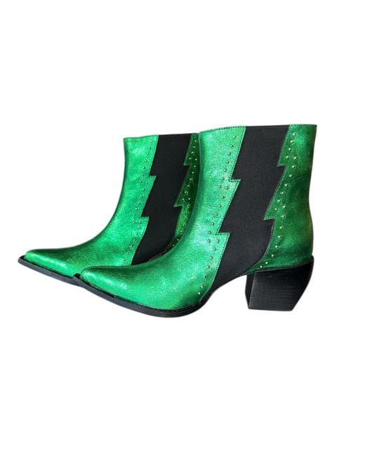 Any Old Iron Green The Lightning Leather Boots