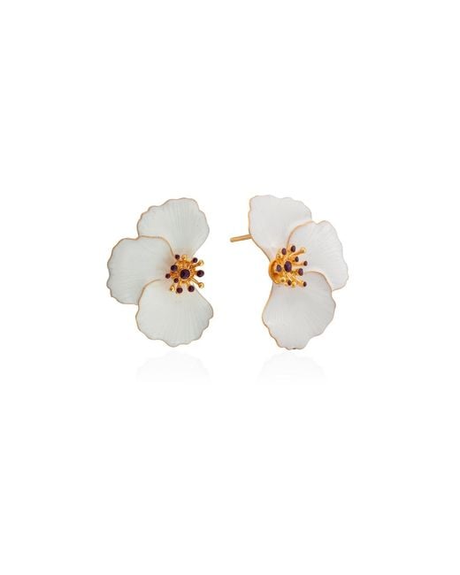 Milou Jewelry Metallic Poppy Flower Earrings