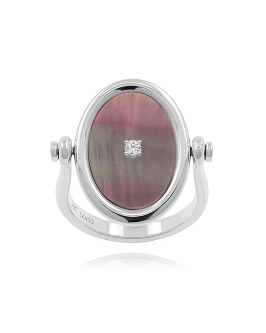 Cote Cache Metallic Mother Of Pearl Flip Mirror Ring