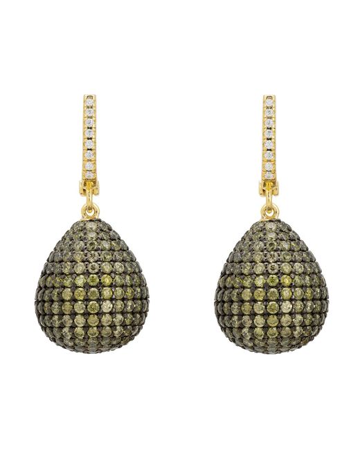 Latelita London Green Valerie Pear Drop Gemstone Earrings Peridot Cz