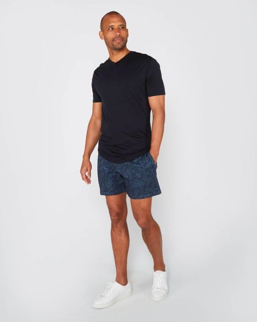 Lords of Harlech Blue Silus Paisley Romance Interlock Shorts for men