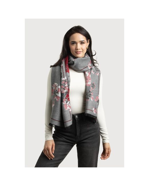 Saachi Gray Floral Reversible Scarf