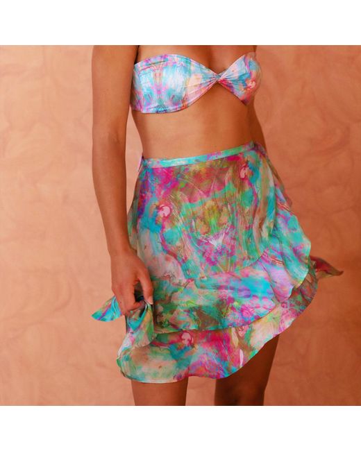 Sophia Alexia Blue Liquid Rainbow Tahiti Skirt Cover Up