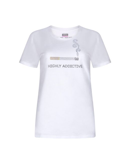 Marusiya London White Rhinestone Cigarette T-Shirt
