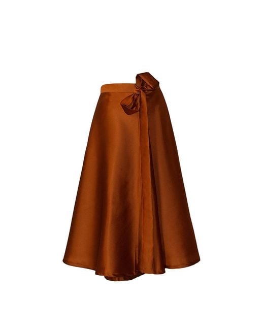 Richa Sharma Brown Bronze Hued Taffeta Silk Midi Skirt