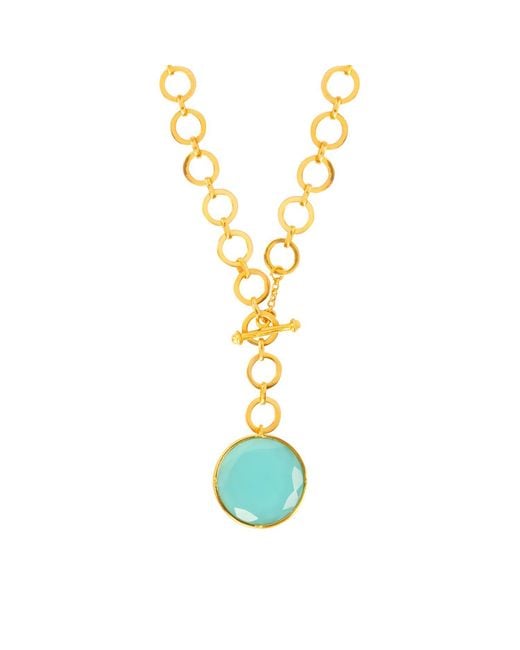 Lila Rasa Metallic London Crystal Pendant With Loop Chain & T-Lock Closure