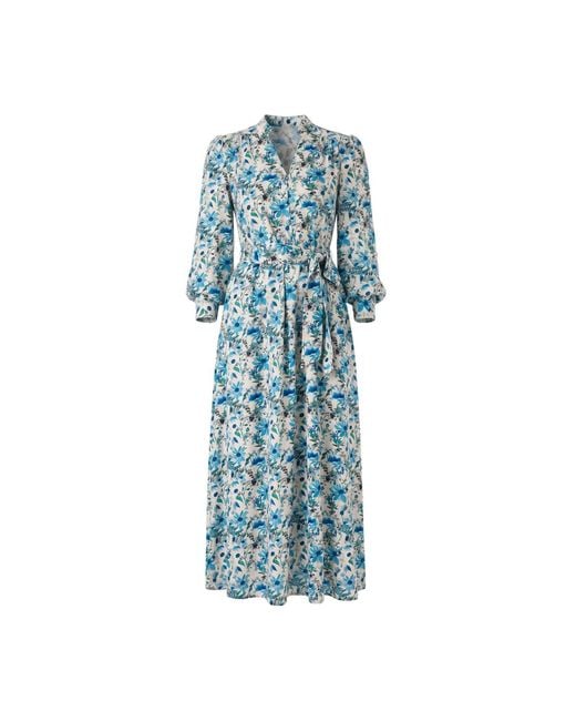 Franchetti Bond Blue Tomassa Garden Floral Occasion Dress