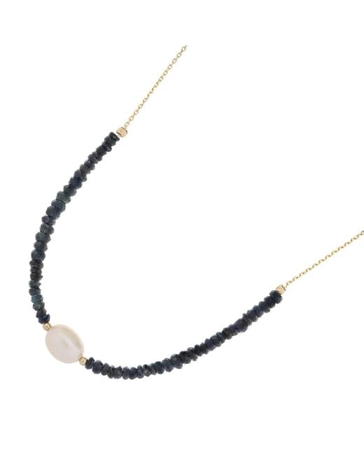 Ebru Jewelry Metallic Timeless Sapphire Pearl Choker Necklace