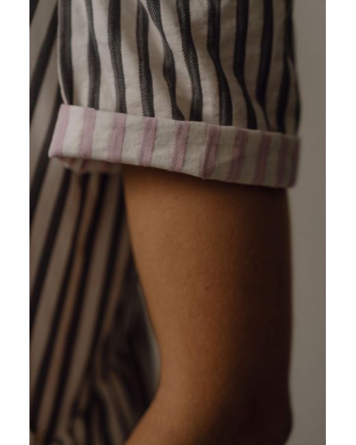 BEIRA Gray Flora Dress – Stripe Cotton