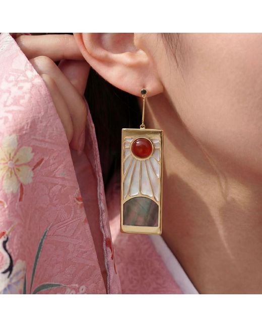 Azura Jewelry New York White Demon Slayer Hanafuda Earrings Vermeil