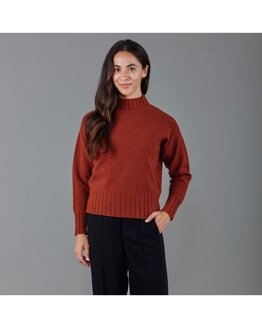 Paul James Knitwear Red Lambswool Lola Grown On Neck Jumper