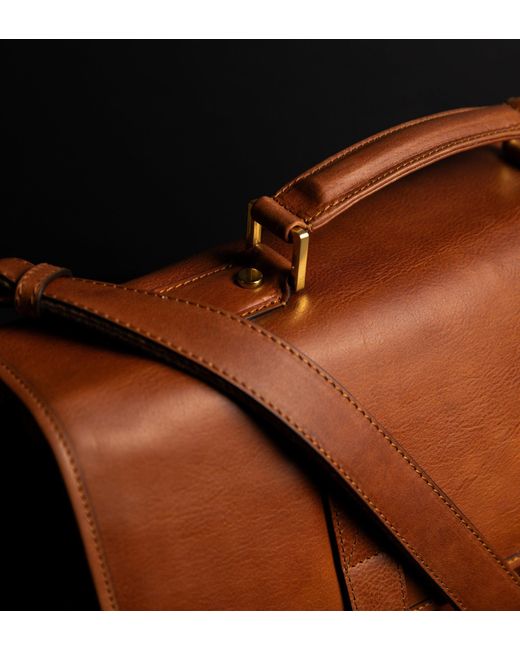 Time Resistance Brown Leather Satchel Bag for men