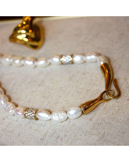 LINYA JEWELLERY Metallic Bayem Stone Pearl Necklace