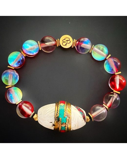Ebru Jewelry Pink Cat Eye Beaded Mystic Bracelet