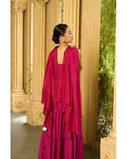 Silk and Bears Purple Valentina 100% Silk Tiered Maxi Dress — Habotai Silk
