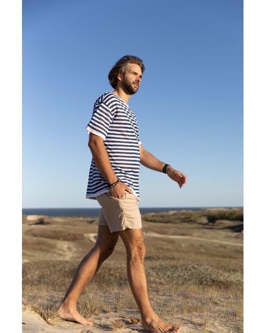 SALANIDA Blue Energia Ripped Linen T-Shirt