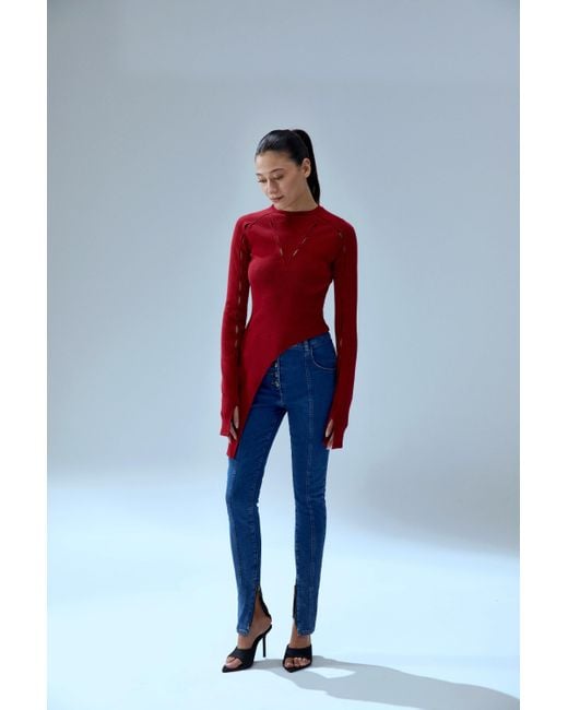 Pcfg Red Your Itch Two Tones Rib Top