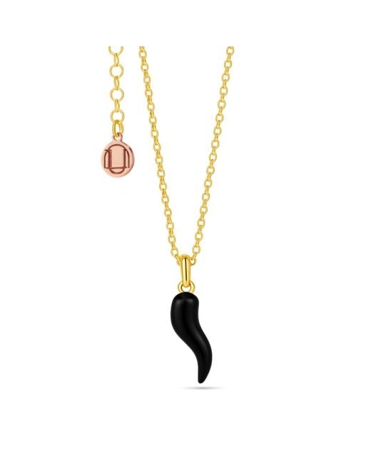 Unaloe Metallic And Back Enamel Cornicello Necklace – Italian Handmade Good Luck Charm