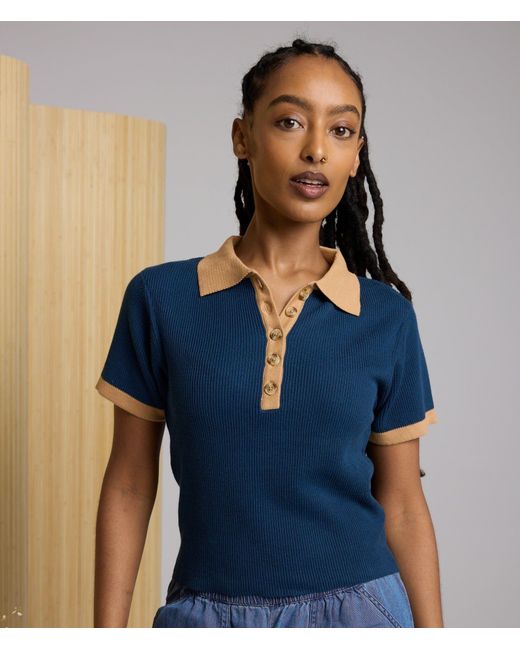 Known Supply Blue Collared Sweater Polo
