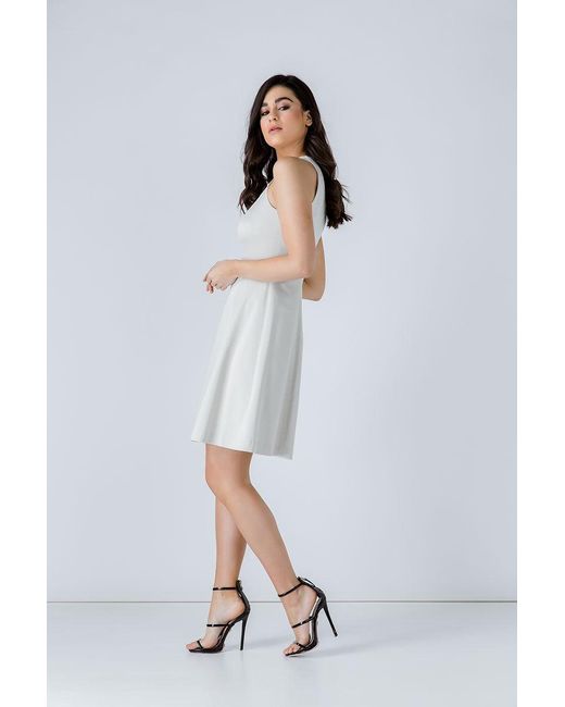Conquista White A Line Sleeveless Sand Dress