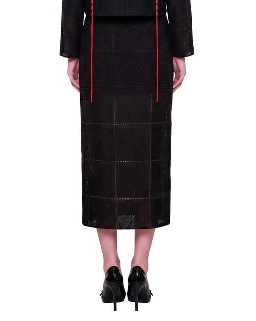 Pcfg Black The Broderie Anglaise Edit Embroidered Slit Maxi Skirt