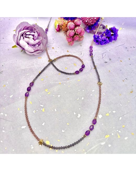 Farra Metallic Gemstone Color Matching Versatile Long Necklace