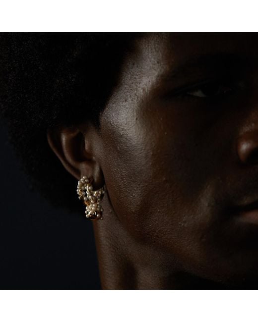 Kasun White Pearl Droplet Hoop Earrings