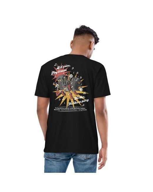 Anchor and Crew Black If It's Nice Play It Twice Disco! Cotton Embroidered Oversized T-Shirt for men