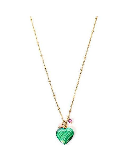 Lexi Jewelry Metallic Malachite Heart Necklace