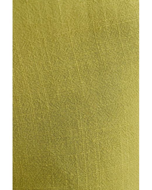 Louche Green Baya Linen Mix Square Neck Midi Dress